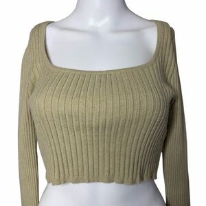 Double Zero Ribbed Knit Long Sleeve Crop Top Size Small